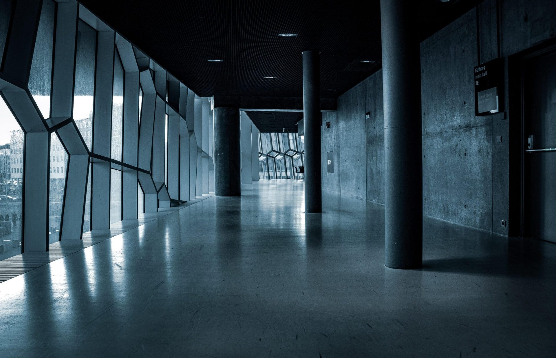 dark corridor of a building commercial epoxy floor contractor 1