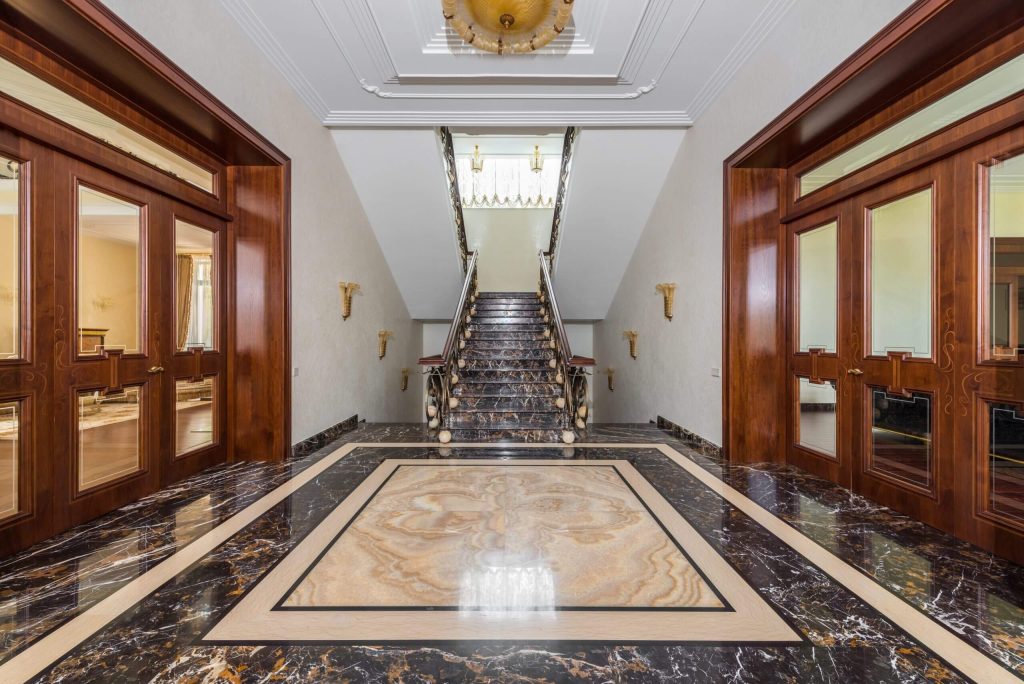 interior of hallway with marble floor in luxury apartment epoxy flooring for homes